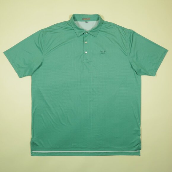 Peter Millar Summer Comfort Creek Club Golf Polo Shirt Mens 2XL Green Mini Dot - Picture 2 of 7